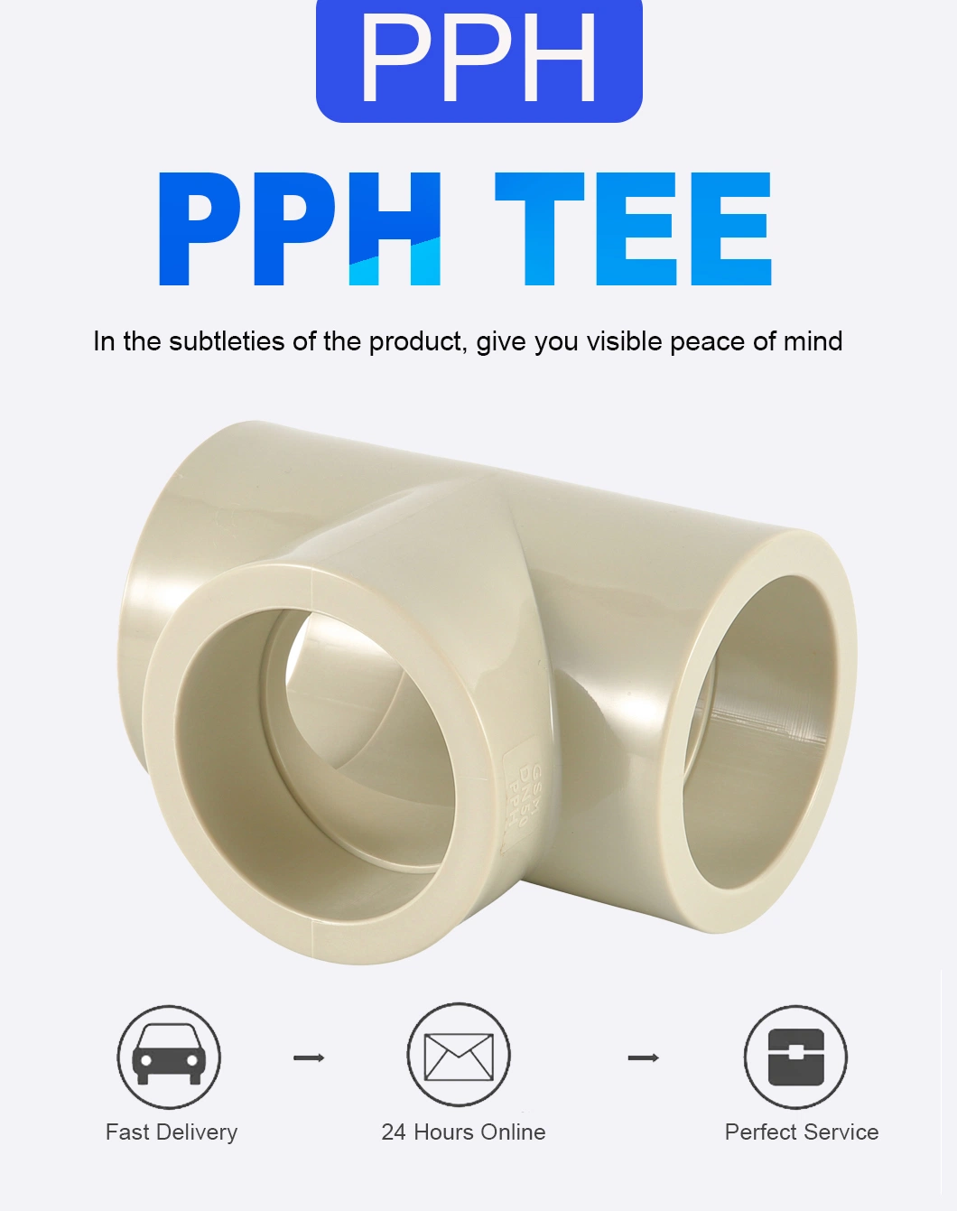 Customizable Pph Pipe Fittings Pressure Plastic Tee
